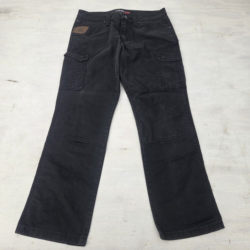 Wrangler Riggs Workwear Womens Cargo Pants Black Size 12X30 Double Knee Ripstop